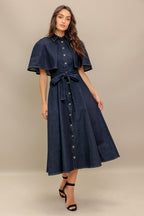 NOSTALGIA COAST DENIM MIDI DRESS