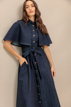 NOSTALGIA COAST DENIM MIDI DRESS