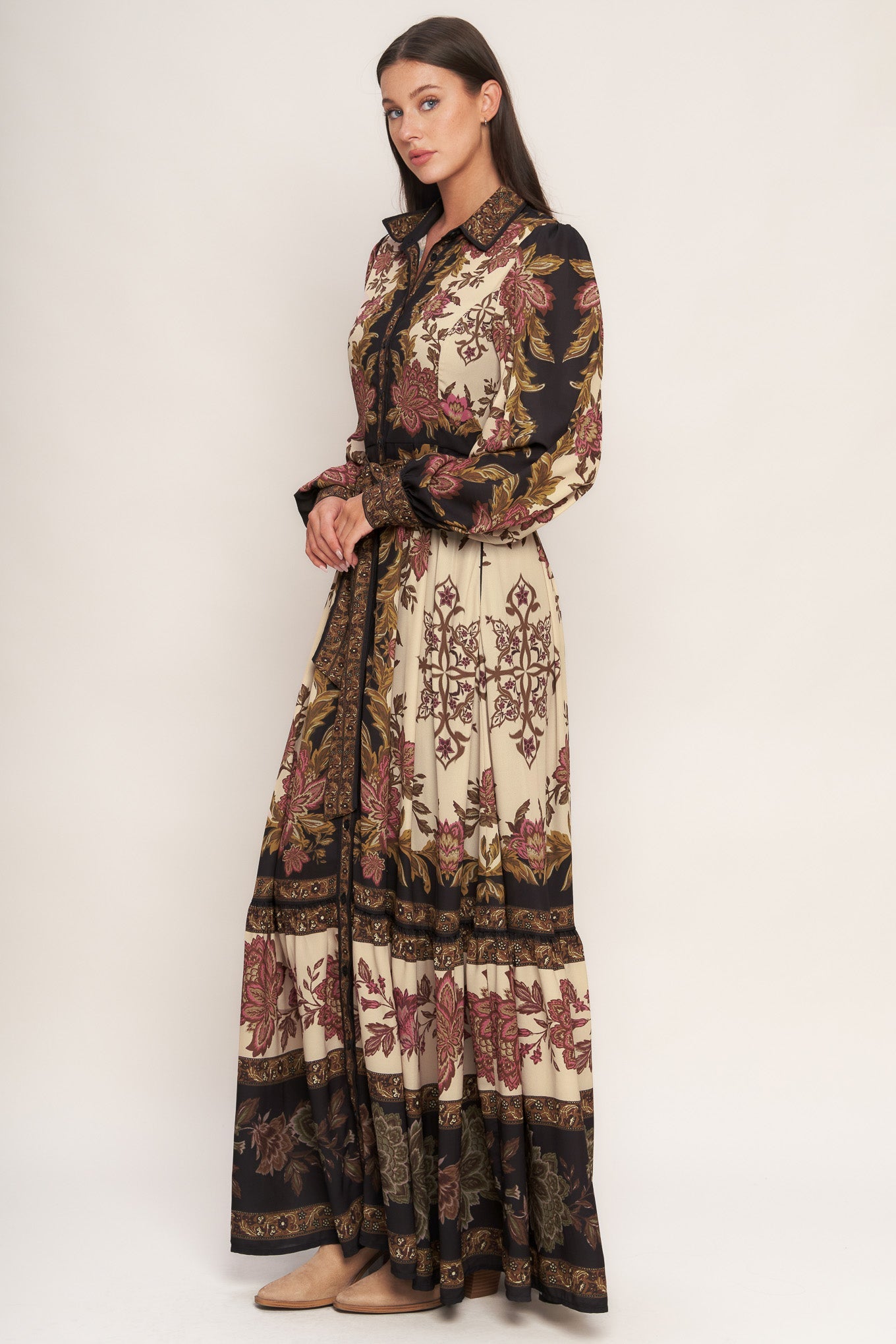 EARTHEN ROSE WOVEN MAXI DRESS