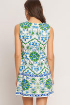EURO BLUE WOVEN MINI DRESS