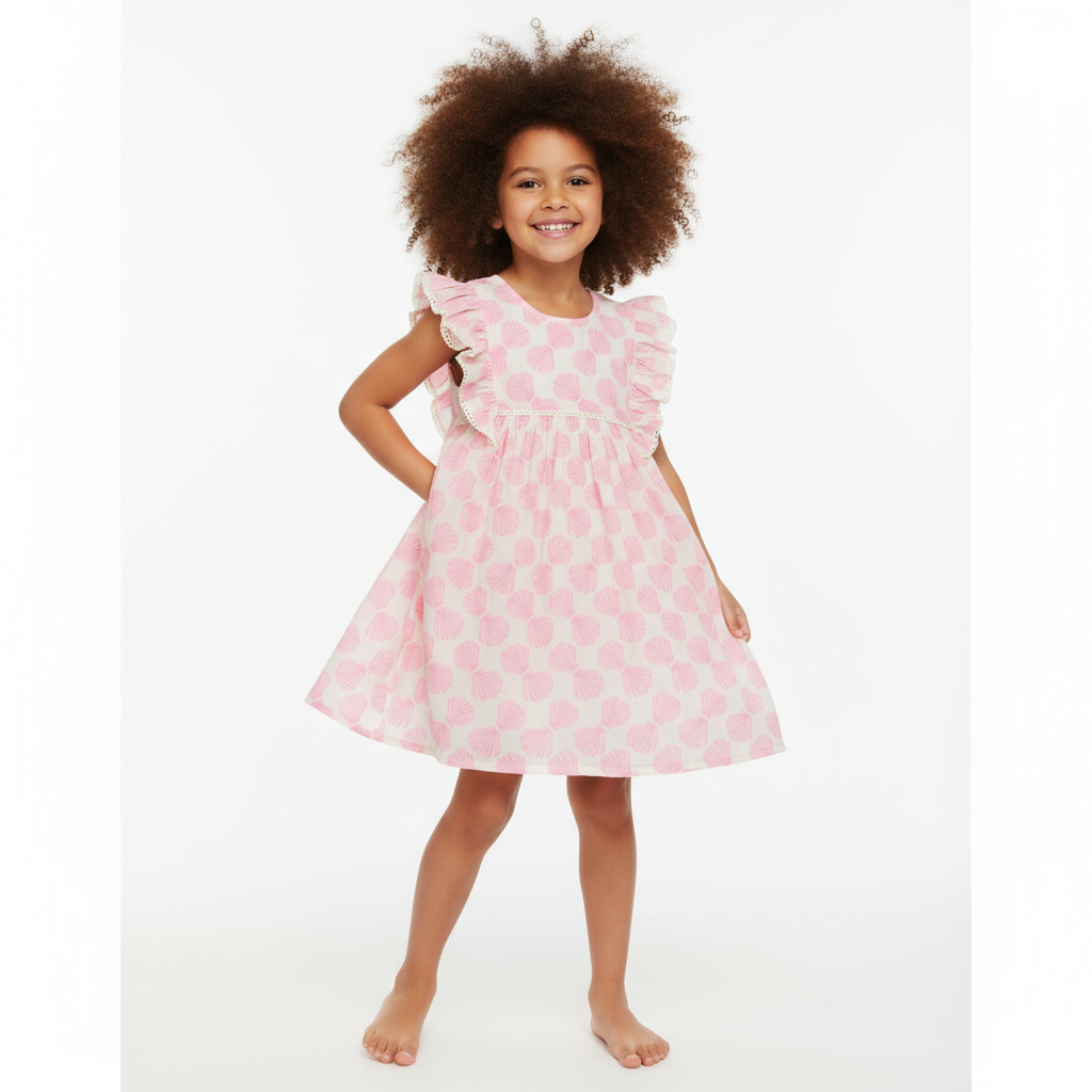 Seraphina Girls' Dress Shell Beach Pink