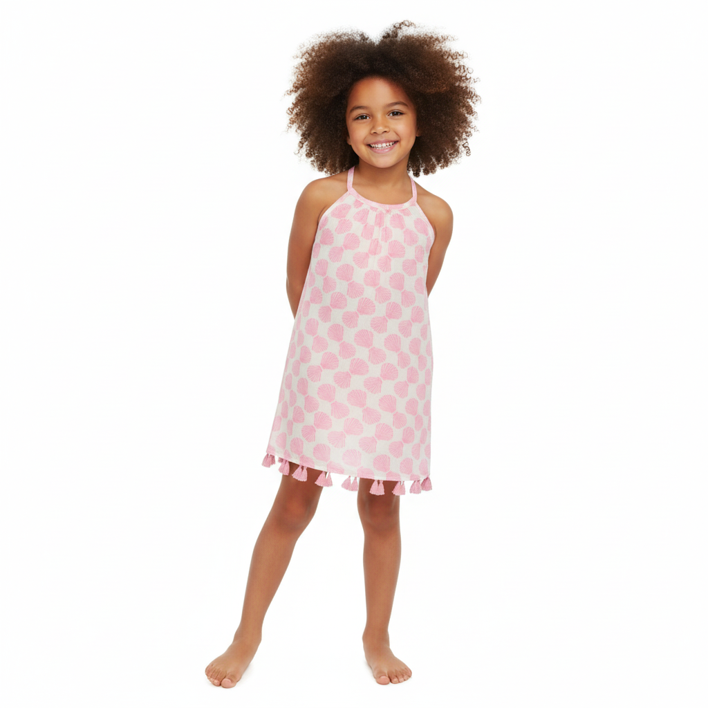 Mini Chantal Girls' Sundress Shell Beach Pink