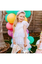 Girls White Sparkler Foil Cake Dress
