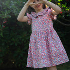 Girls Ana Dress with Ruffles | Red and Blue Floral