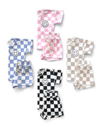 Smiley Latte Checkered Baby Shorts Set