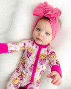 Baby Girl Bamboo Pajama Zip Romper