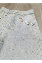 Wide Leg Gem Embellished Jeans