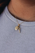 Gold Dainty Crucifix and Miraculous Medal Necklace