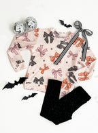 Girls Bow Sweatshirt in Peachy Pink with Soft Fabric