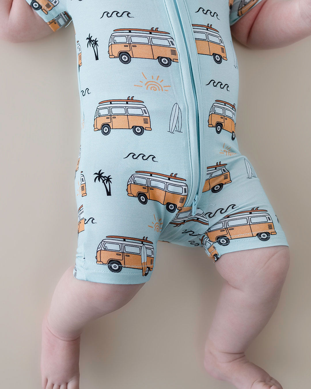 Baby Boy Retro Beach Bamboo Shorty Romper
