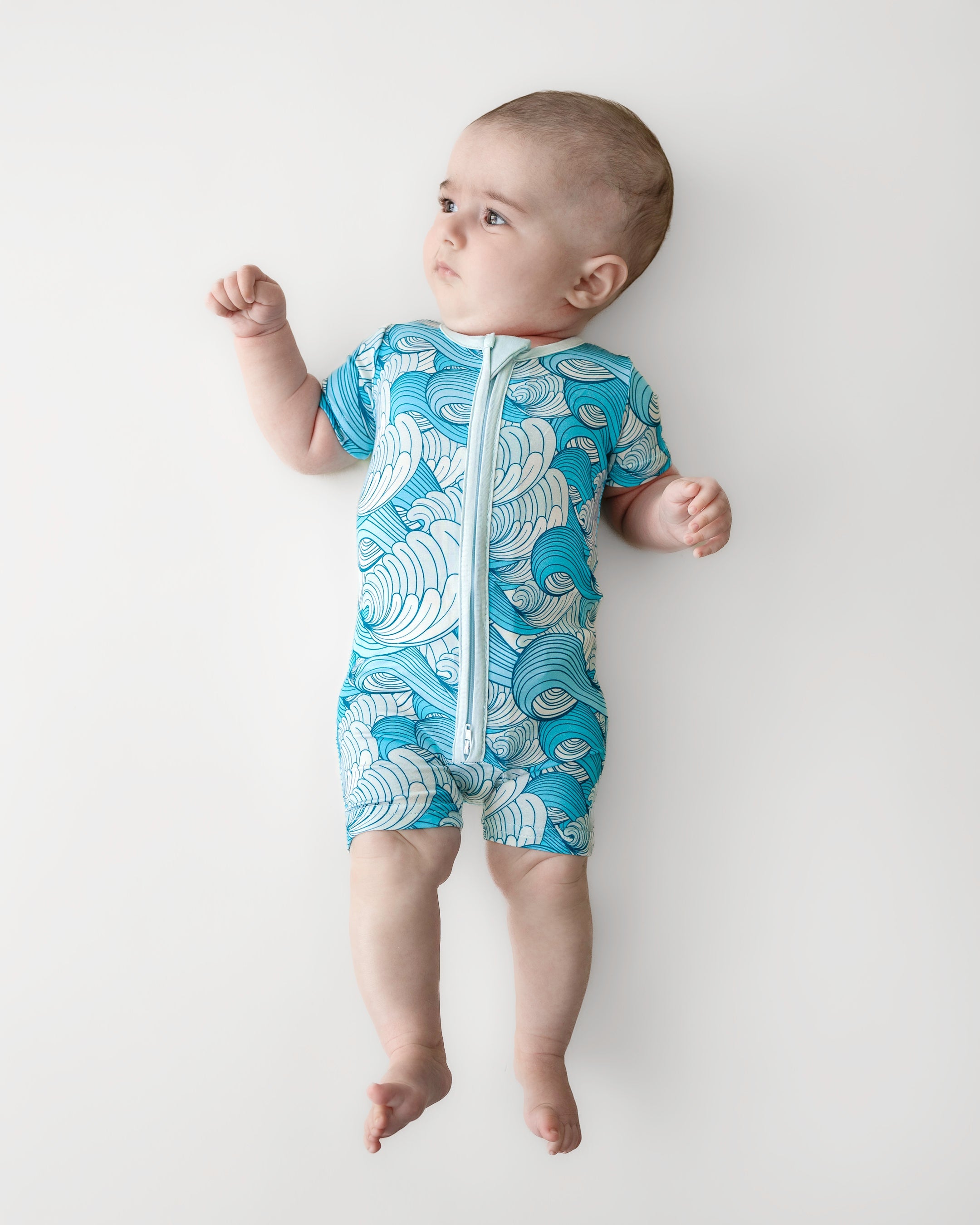 Baby Boy Delmar Bamboo Shorty Zipper Romper