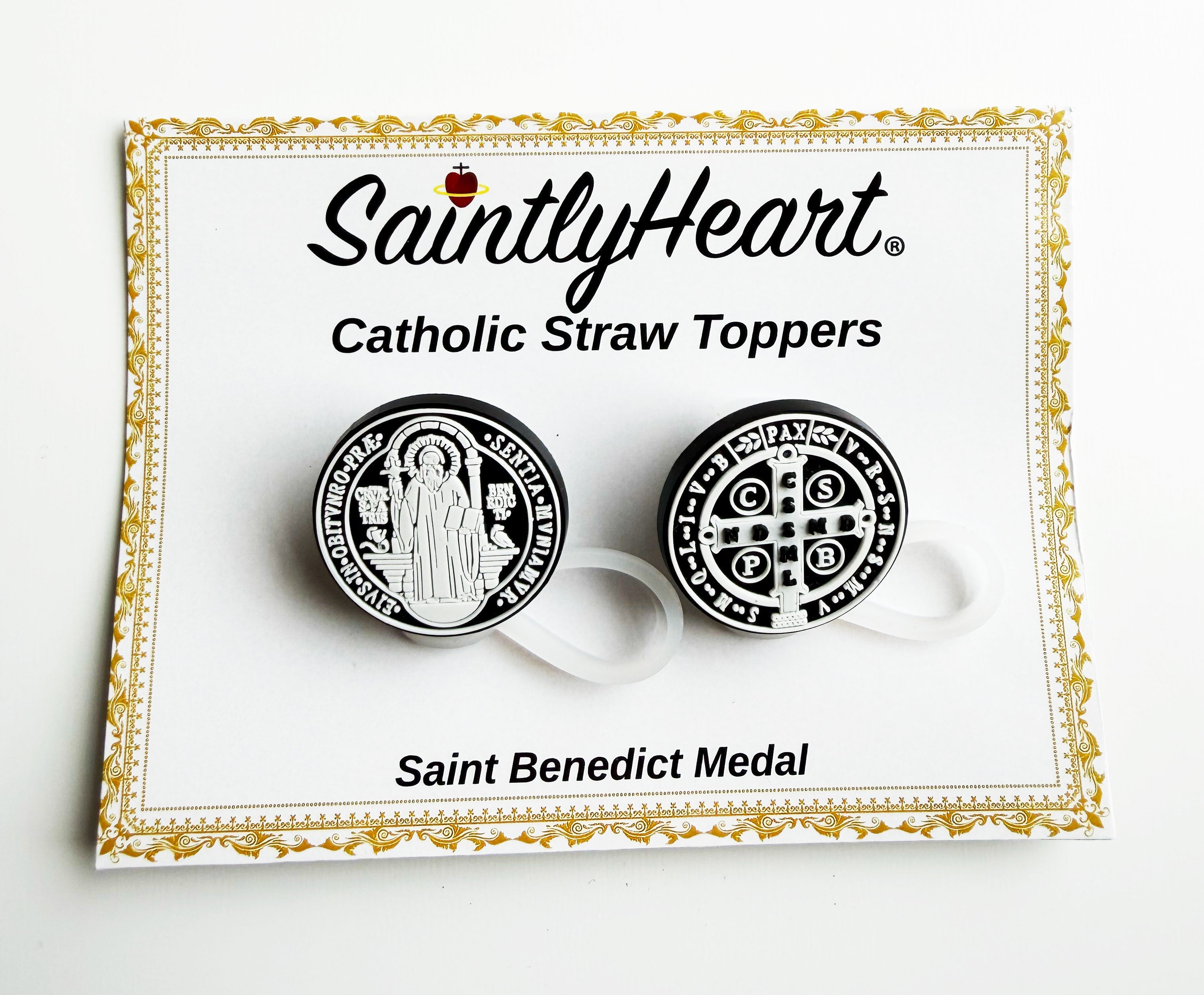Catholic Straw Toppers: St. Benedict Medal (a 2 pack!)