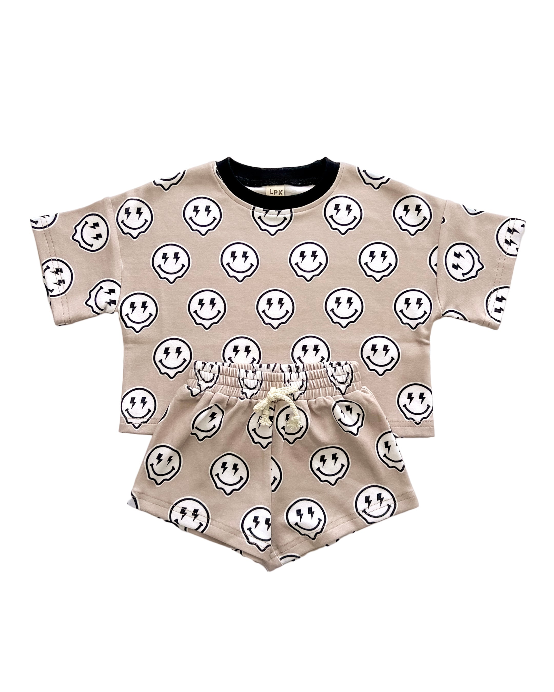 Electric Drippy Smiley Shorts Set