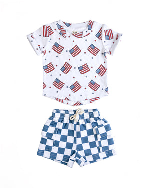 Patriotic Vibes Cargo Shorts Set