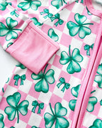 Baby Girl Shamrock & Bows Bamboo Zip Pajama Romper