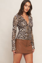 WILD AMBITION LEOPARD POWER MESH TOP
