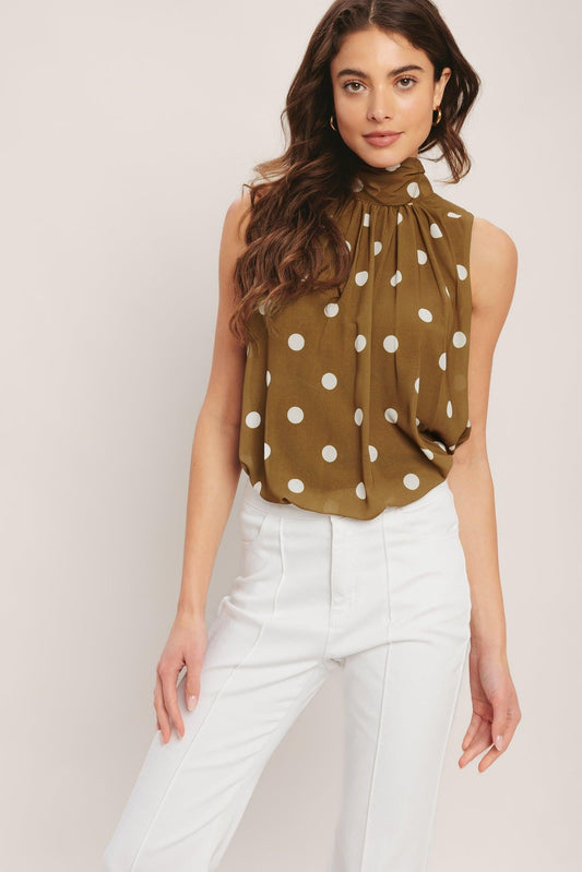 RETRO POP DOT WOVEN TOP