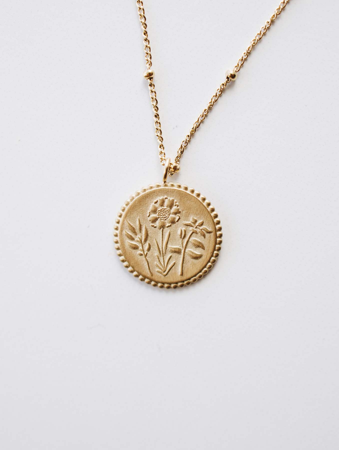 Holy Family Floral Necklace - 14K Gold Filled