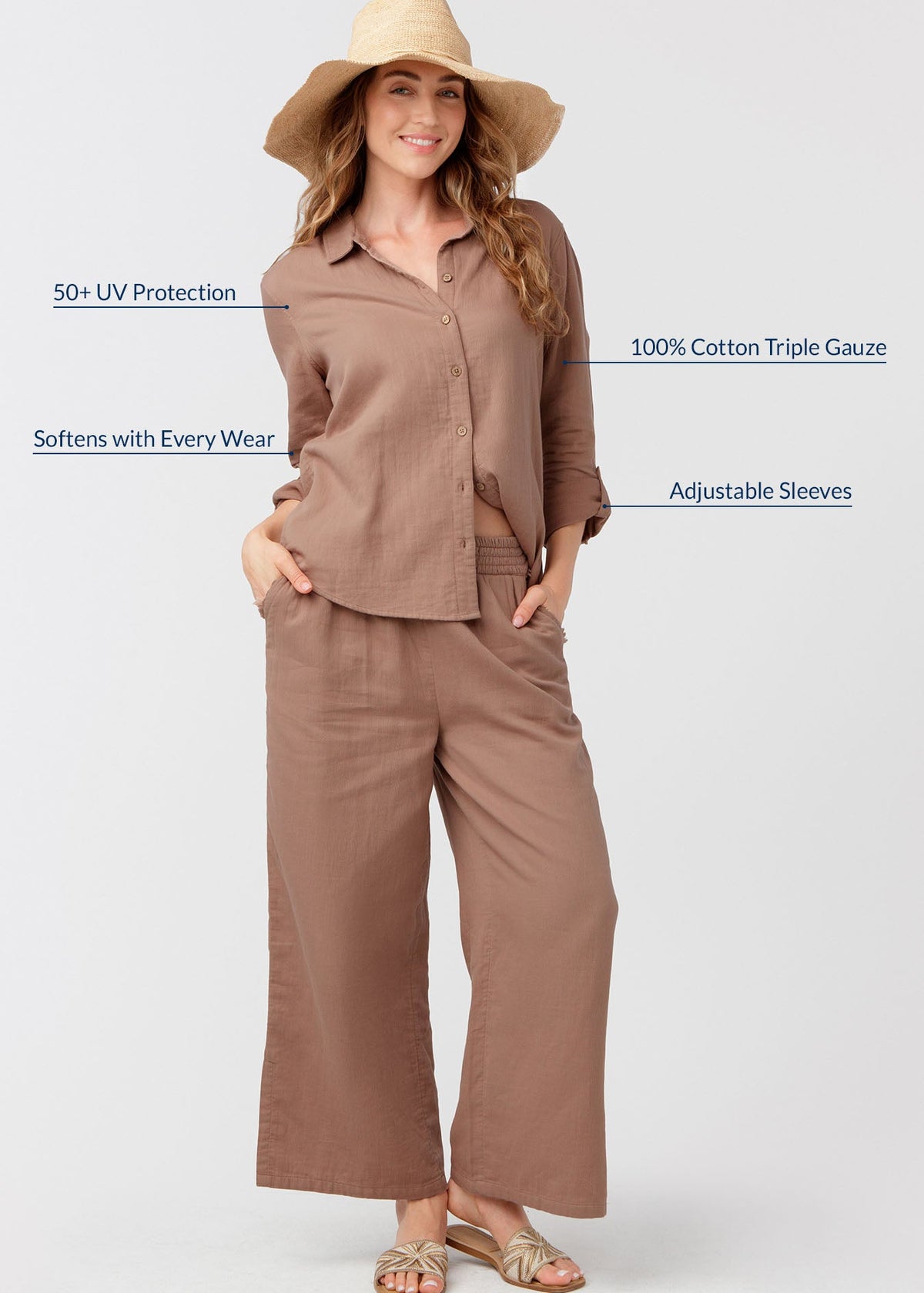 Sand Gauze Button Down Shirt