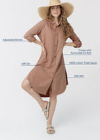 Sand Gauze Button Down Shirt Dress