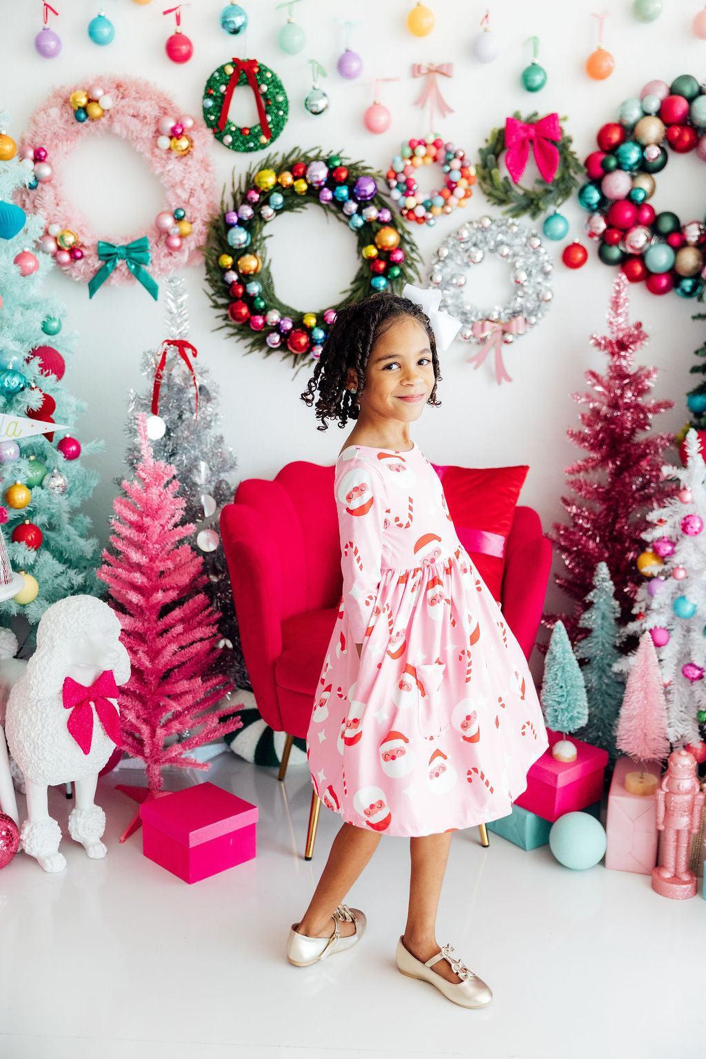 Jingle Bells 3/4 Sleeve Pocket Twirl Dress