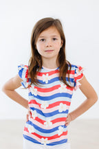 Girls Short Sleeve Ruffle Tee