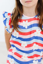 Girls Short Sleeve Ruffle Tee