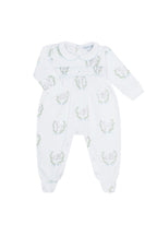 Baby Blue Lamb Print Smocked Footie