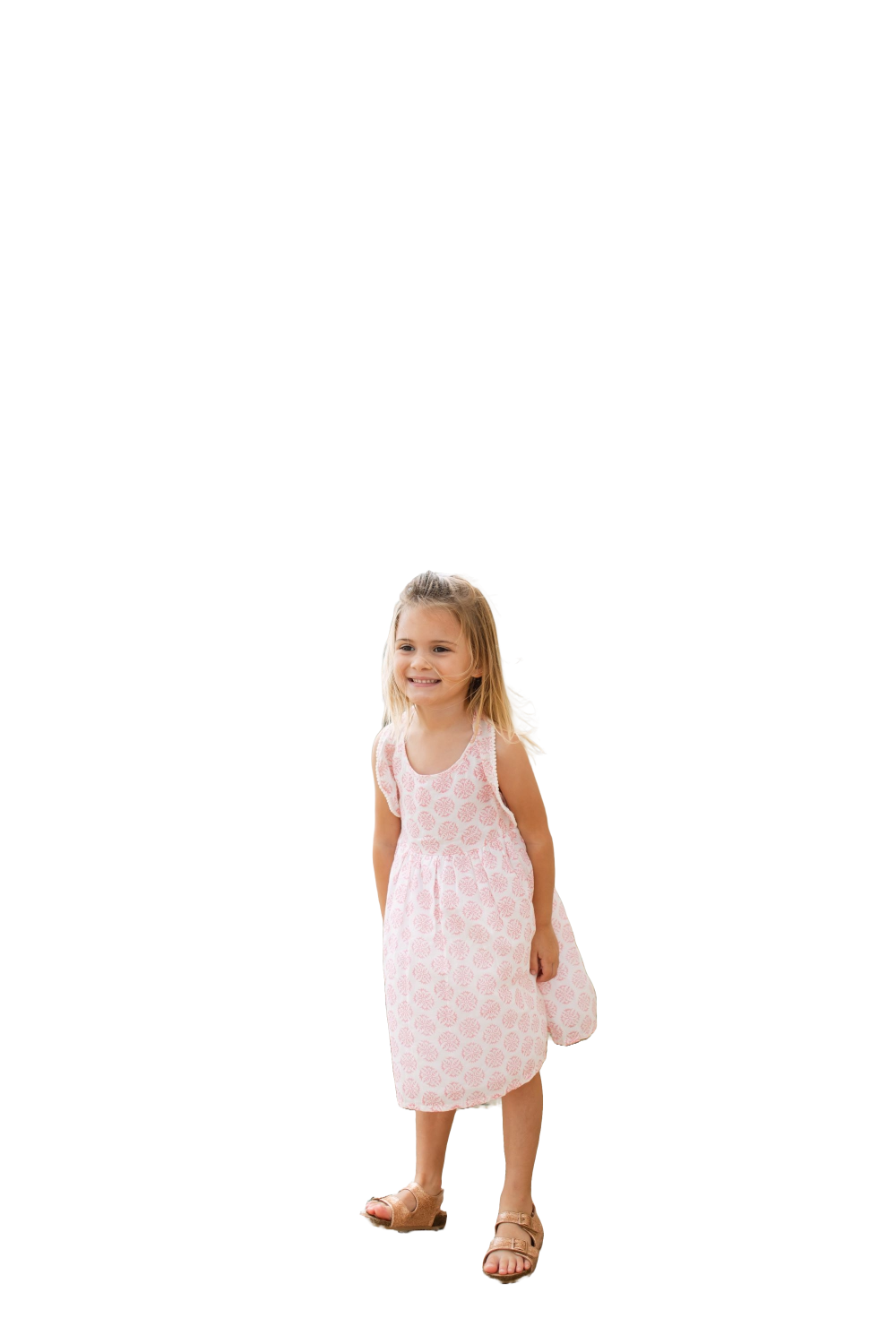 Daphne Girls Flutter Sleeve Dress Pink Star