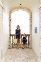 Colette Girl's Top And Short Set Navy Embroidery