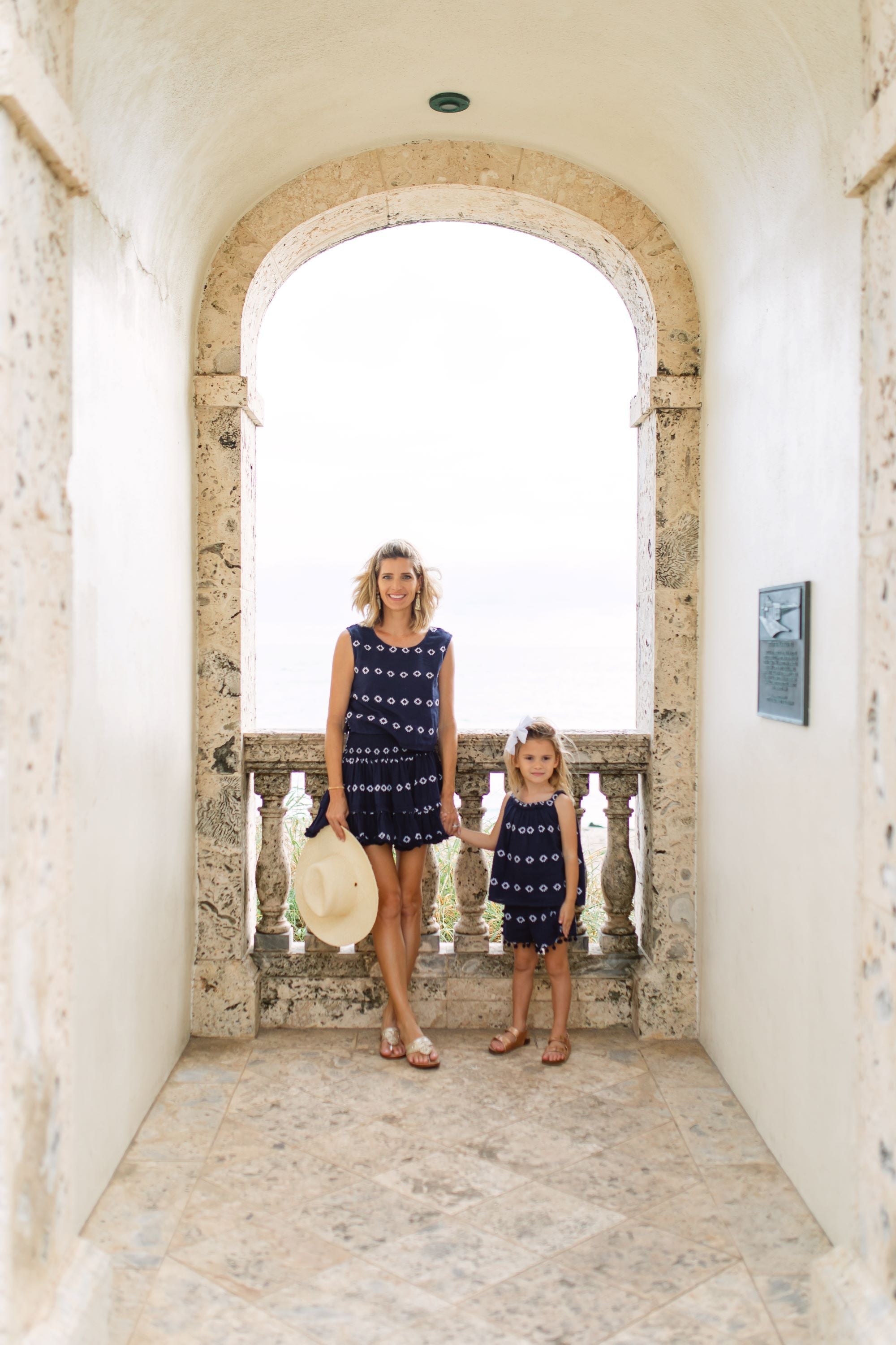 Colette Girl's Top And Short Set Navy Embroidery