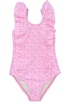 Little Adriana Ruffle One-Piece Swimsuit – Coral Weave