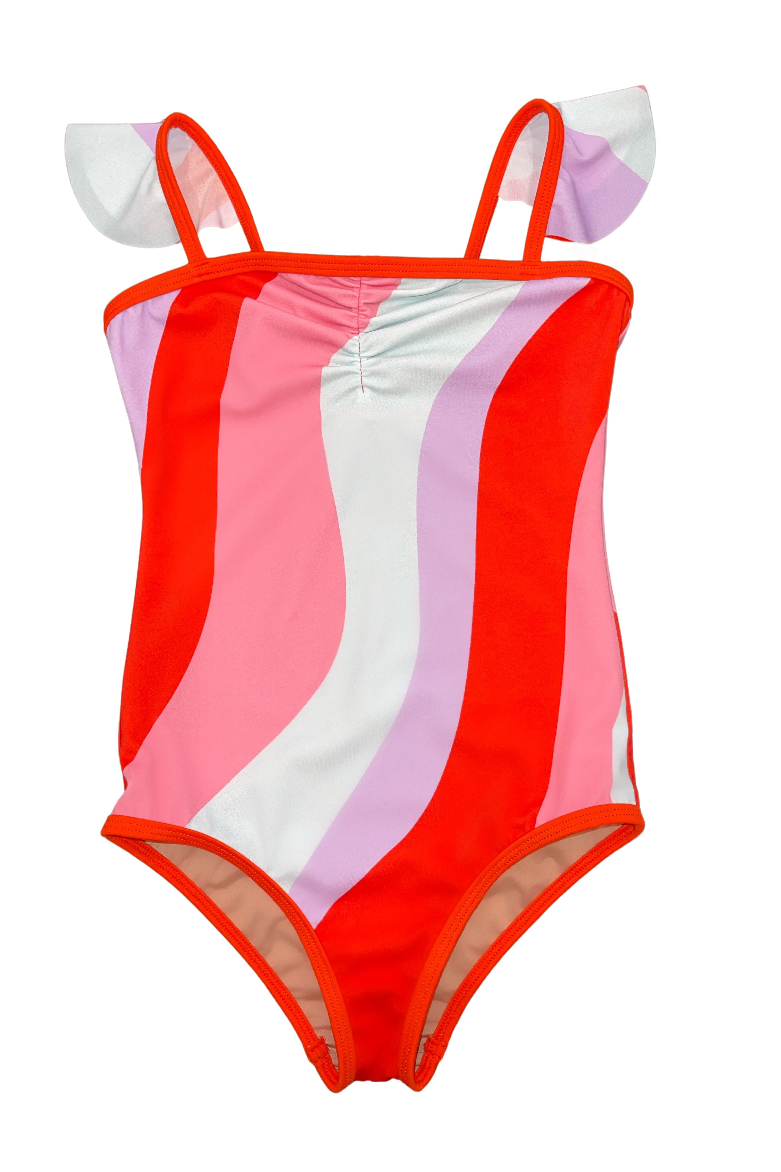 Little Vivi Ruffle Strap One-Piece Swimsuit – Pucci Stripe