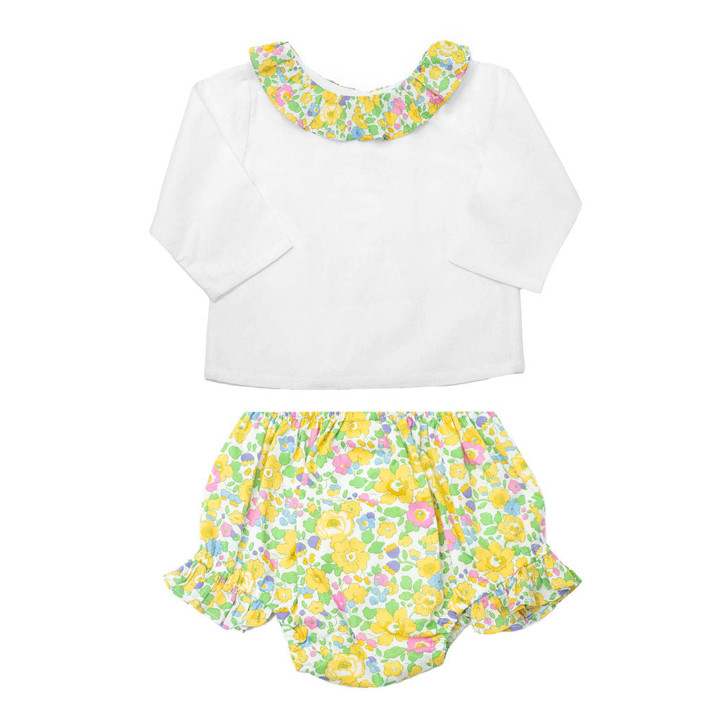 Baby Girl Double Button Blouse and Liberty 'Betsy' Yellow bloomer