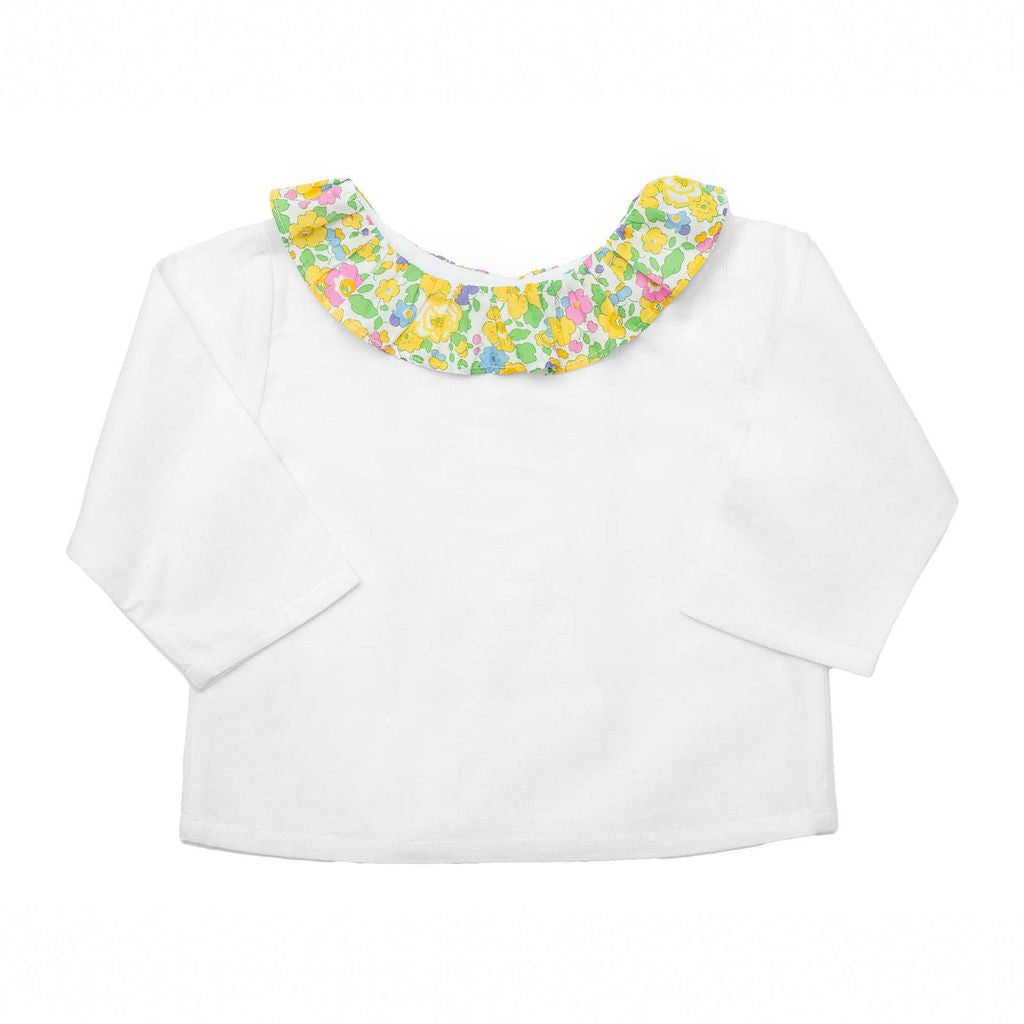 Baby Girl Double Button Blouse | Liberty 'Betsy' Yellow Frill