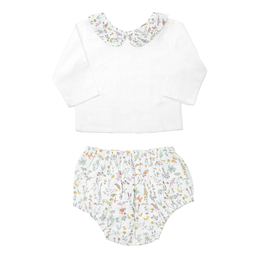 Baby Girl Double Button Blouse and Liberty 'Theo' Bloomer Set