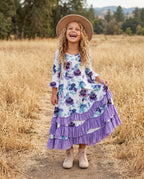 Lavender Floral Ruffles Dress