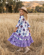 Lavender Floral Ruffles Dress