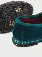 Flabelus Leonor Mary Jane Velvet Green Shoes