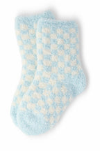 Light Blue Checker Cozy Socks