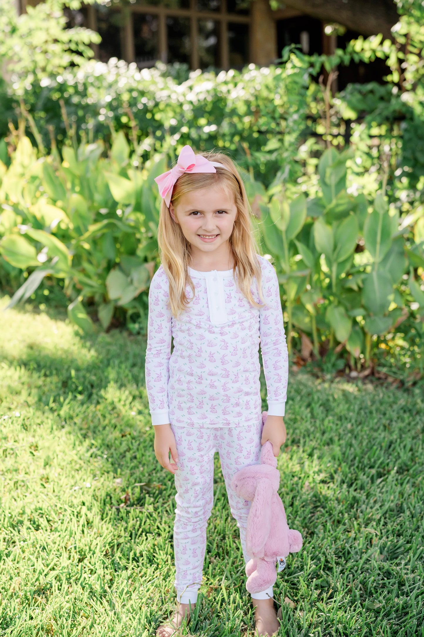 Girls' Alden Pima Cotton Pajama Pant Set - Bunny Hop Pink