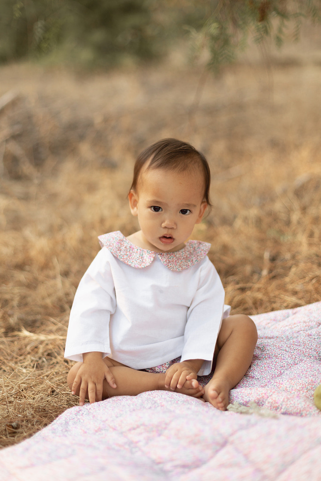 Baby Girl Double Button Blouse and Liberty 'Eloise' Pink Bloomer