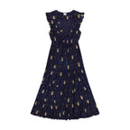 Luxe Giselle Women's Maxi Dress Navy Silk Dupioni