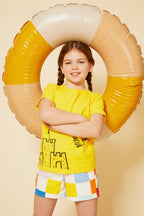 Recycled Cotton Checkered Cropped Kid Short