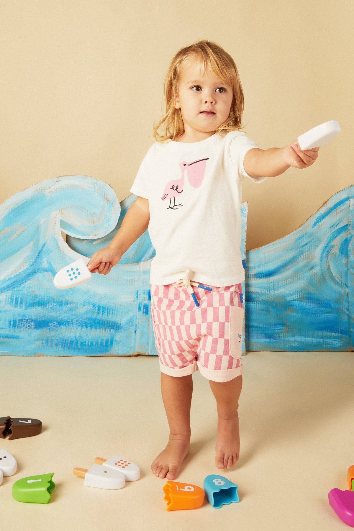 Recycled Cotton Pink Checkered Baby Short