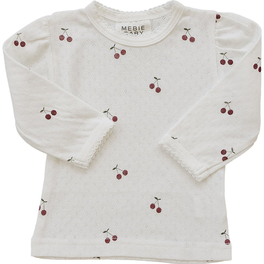 Cherry Pointelle Long Sleeve Tee