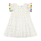 Sophie Girl's Tassel Dress Confetti Swiss Dot