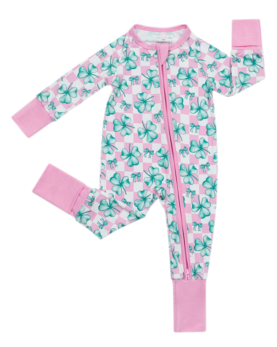 Baby Girl Shamrock & Bows Bamboo Zip Pajama Romper