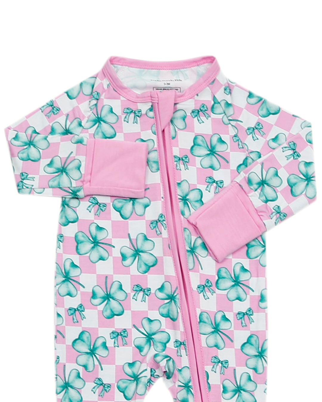 Baby Girl Shamrock & Bows Bamboo Zip Pajama Romper