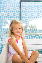 Bella Girls Shoulder Tie Sundress Neon Swiss Dot